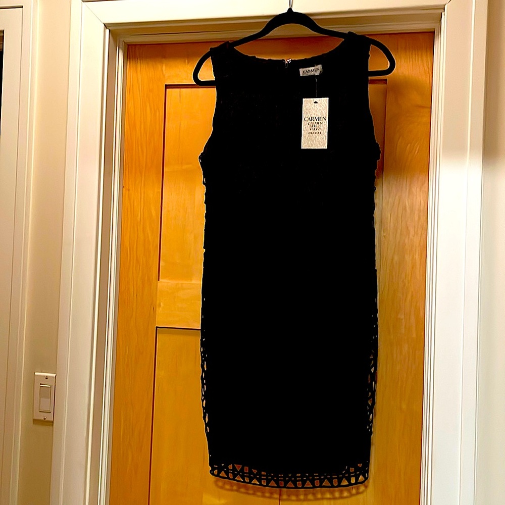 Carmen Marc Valvo LBD. Classy & classic shift, emits an Audrey Hepburn vibe.